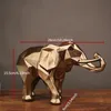 Asfull abstrakt guld elefant staty harts ornaments hem dekoration tillbehör gåva geometriska harts guld elefant skulptur t200710