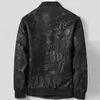 New Genuine leather jacket men sheepskin leather jacket handsome baseball collar casual coat biker