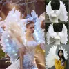 花嫁の写真グラフィー素敵な結婚式のクリスマスの誕生日パーティーの装飾のための三次元の白いピンクの羽の翼の小道具
