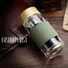 350ml 12oz Glass Water Bottles Heat Resistant Round Office Cup With Stainless Steel Infuser Strainer Mug Car Tumblers