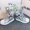 CCTWINS Kinder Hohe Stiefel 2020 Herbst Winter Glitter Stiefel Kinder Mode Stiefel Mädchen Marke Kleinkinder Nette Warme Pelz Schuhe HB096 220209