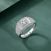 2021 Neues Design S925 Silber Honeycomb Gypsophila High Imitat Moissanit Business Herren Diamant Resizable Ring Sinnvolles Geschenk