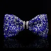 Cravates de cou Mode Tuxedo Bow Tie Hommes Rouge et Noir Cristal Verre Marié Mariage Fête De Mariage Coloré Rayé Papillon Cravats Mens4340417