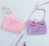 Licorne en peluche dessin animé porte-monnaie sac enfant maternelle fille sac cosmétique plage croix corps stockage mignon sac de maquillage