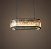 Amerikanska Rh Luster K9 Crystal ljuskronor LED Pendant lampa matsal hängande retro matt svart metall justerbar droppe ljus