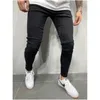 Man Elasticity Skinny Jeans Mode Trend Placket Button Rits Denim Broek Designer Male Herfst Nieuwe All-Match Casual Slanke Potloodbroek