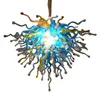 Art Decoration Blue Champagne Color Pendant Lamps LED Bulbs Creative Crystal Hand Blown Glass Chandelier 28 by 24 Inches