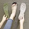 Mode Sommer Klare Transparente Slipper Schuhe Slides Peep Toe Platz Low Heels Slipper Schuhe Maultiere Zapatos Mujer Y200423