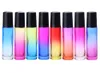 Home 10ml Gradient Color Essential Oil Perfume Bottle Roller Ball Thick Glass bottle Roll On Durable For Travel Cosmetic Container