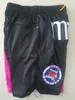 New Team Vintage Baseketball Shorts Zipper Pocket Running Clothes Miami Black Pink Color Just Done Size S-XXL
