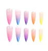 NAF008 20 stks / set Gradiënt Snoep Kleur Afgewerkte Nail Art Tips Kleurrijke Kunstmatige Valse Nagels met Lijm Regenboog Nail Tips Decoratie