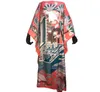 Vêtements ethniques Koweït traditionnel imprimé soie Boho Maxi robe décontractée Dashiki manches chauve-souris robes africaines pour femmes346u