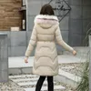 KMVEXO 2020 Automne Hiver Veste Streetwear Femmes Slim Long Parkas Femme Solide Plus Taille À Capuchon Avec Grosse Fourrure Épaissir Femme Manteau T200902