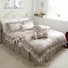 Top Luxury European Khaki bedding set ruffle lace duvet cover bedding elegant bedspread bed sheet for wedding decor bed clothes T200706