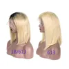 Ombre Blonde Perruques de Cheveux Humains 13x1x4 Dentelle Frontale Bob Moyen Partie 180% Densité Sans Colle Soyeux Droite pour les Femmes Cheveux Brésiliens