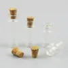 10шт Прекрасные 1мл 1.5ml 2мл 2.5ml Mini Прозрачное стекло бутылки Флакон с деревянной пробкой Пустой Пожелание для подарка хранения