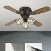 Modern LED Lamp With Ceiling Fan Retro Crystal Design Wooden Blade Remote Control For Home Bedroom Restaurant Fans