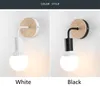 Nordic handmad Wood Wall Lamp Modern Sconce With switch for Home Light Fixture Retro Walls Lights Decor Edison Lamps Black White 7
