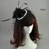 Tiaras Rede de Noiva Chapéus de Penas Branco Vermelho Preto Gaiola Chapéus de Casamento Fascinador Rosto Pérolas Véus