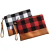 Plaid Clutch Bags Kvinnor Kosmetisk väska med brun botten Stor kapacitet Wristlet Bag Telefonväska Mynt Purse Travel Tote 2 Designs