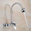 Wall Mounted Single Handle Kitchen Sink Faucet Chrome Finished Hot and Cold Water Kitchen Mixer Taps T200423