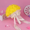 Dekorativa blommor kransar konstgjorda skum rosa bröllop brudbukett med rhinestone pärlor satin band bow händelse parti gynnar dekor