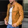 2021 Herfst Nieuwe Heren PU Lederen Jas Casual Mode Stand Kraag Slanke Casual Solid Bomber Jassen Mannen Punk Motorfiets 5XL-S1