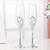 2 adet / takım Kristal Şampanya Cam Düğün Toasting Flüt İçecek Kupası Parti Evlilik Şarap Dekorasyon Bardaklar Partiler Hediye Kutusu için LJ200821