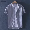 真新しいシンテオン男性夏オックスフォード半袖カジュアルスリムシャツ100％コットンシャツターンダウンカラーブランド新着G0105