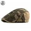 FS Camouflage Berets Hat For Men Women Herringbone Caps Washed Cotton Newsboy Cap Cabbie Ivy Flat Hat Adjustable Spring Summer3031027