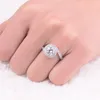 Luksusowe Prawdziwe Solidne 100% 925 Srebro Zaręczyny Obrączki Dla Kobiet Runda 3 Karadny Sona Diamond Ring Gemstone Biżuteria Hurtownie