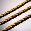 Collar de gargantilla de cadena de cuerda trenzada de 3MM de acero inoxidable chapado en oro de 18 quilates de Hip Hop para hombres, regalo de joyería de Hiphop a granel 2021