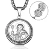 Hanger Kettingen Vintage Heilige San Benito Medaille Gold Rvs Can Open Po Frame Hangers voor religieuze sieraden
