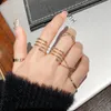 Kluster ringar 6st guldfärg rund ihålig geometrisk uppsättning för kvinnor mode finger kors twist open ring gemensamma kvinnliga smycken