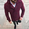 Конструктор мужской fashion-Belt Peacoat Двойной Брестед Solid Homme Тонкой Длинные пальто Мужской Кнопка украшение Casual Coat