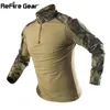Работайте шестерня камуфляж тактической футболки мужчины с длинным рукавом солдаты боевой армии Футболка военные USMC Специальная сила пейнтбольная рубашка 201202