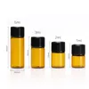 100st 1ml dram Amber Glass Essential Oljeflaska Tunna Små Brun Parfymflaskor Provtest 2 ml 5ml