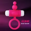 AKKAJJ Cockring perles anales étanche gode vibrateur poussant contre le vagin pendant que le Massage du Clitoris aide les hommes à retarder l'exercice