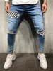 New Fashion Streetwear Jeans Jeans Men calças magras rasgadas com zíper Hip Hop Harajuku masculino Homme Denim