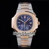 3KF 5980-1AR-001 CH28-520C Automatic Chronograph Mens Watch Two Tone Rose Gold Blue Texture Dial Steel Bracelet Super Edition Pure1715