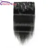 Spessa clip dritta in seta in estensioni 8pcs/set 120 g senza soluzione di continuità brasiliana Virgin Human Hair Clip su Weave 1B Full Head Natural Black