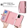 Luxury Leather Zipper Flip Wallet Fodral För Samsung Galaxy A51 A71 A52 A72 A32 A22 A12 A30S S20 S21 Korthållare Stativ Telefonlock