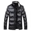 Quanbo Argent Brillant Manteau d'hiver pour hommes Mode Col montant Chaud Épaissir Blanc Canard Down Court Blanc Puffer Veste Hommes Parka 201127