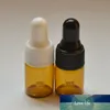 20 Stück modische Mini-Tropfflasche aus bernsteinfarbenem Glas mit Tropfflasche aus reinem Glas, ätherisches Öl, 2 ml, klare Mini-Fläschchen