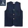 Saucezhan Retro Hunting Canvas Vintage May Chage Cotton British Style Mens Vest Waistcoat Y201026