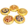 Golden Color Hollowing Out Cosmetic Mirror Retro Crystal Two Sided Folding Lovely Portable Small Mirrors Pocket Makeup Tools 5 5ts H1