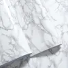 Wholesale-30cm*100cm White Gray Granite Marble Gloss Self Adhesive Furniture Decor Film Counter Kitchen Home Decals Wall Stickers1 Wallpaper