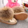 Sapatos infantis de couro genuíno crianças botas de neve natural grande pele de raposa frio inverno meninos meninas botas quentes botas de bebê 201113