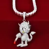 IcedOut Demon Monkey Pendant Necklace Gold Color Bling Cubic Zircon Material Copper Women Men Charms Hip Hop Rock Jewelry With Te8690185