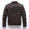 Männer Mode PU Leder Jacken Mäntel Herren Herbst Zurück Schädel Stickerei Motorrad Faxu Leder Jacken Outwear Männlich Stehkragen 201130